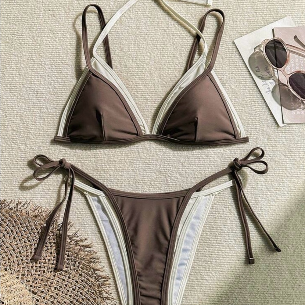 SHEIN Chocolate and Cream Bikini Set
